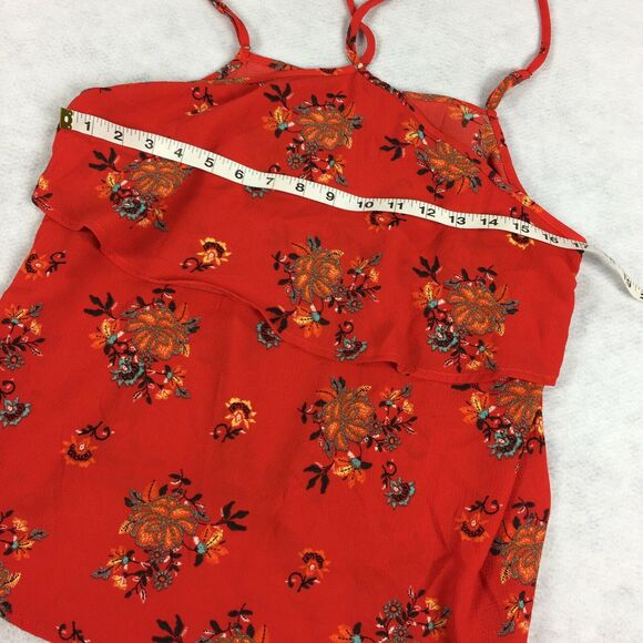 New Lily White Halter Camisole Size Large Womens Floral Print Coral Red Top L - Picture 5 of 6